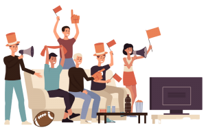 Fans watching football